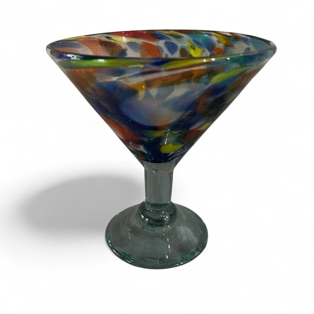 Martini Glass Handblown Confetti Design By Azteca Design Made In Mexico Marg